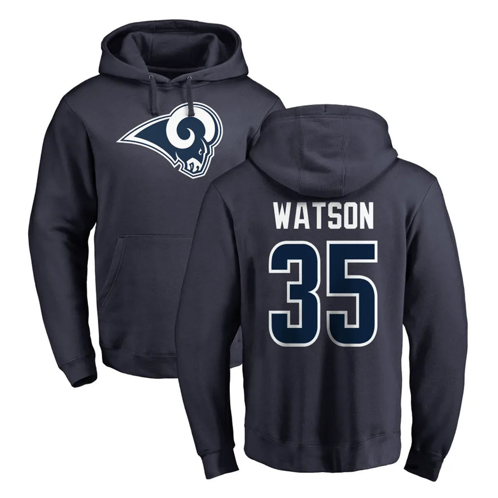 Davalo LA.Rams #35 Jaylen Watson Player Navy Pullover Hoodie Limited Game Stitched Jerseys