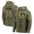 Davalo LA.Rams #35 Jaylen Watson Player Olive Salute to Service Pullover Hoodies Home Game Stitched Jerseys