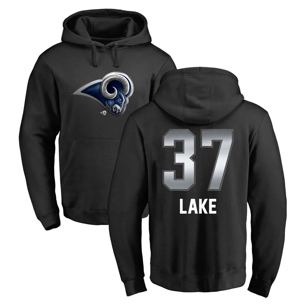 Davalo LA.Rams #37 Quentin Lake Player Black Pullover Hoodie Limited Game Stitched Jerseys