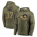 Davalo LA.Rams #37 Quentin Lake Player Olive Salute to Service Pullover Hoodies Home Game Stitched Jerseys