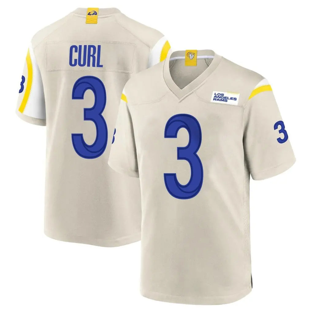 Davalo LA.Rams #3 Kam Curl Player Bone Home Game Stitched Jerseys