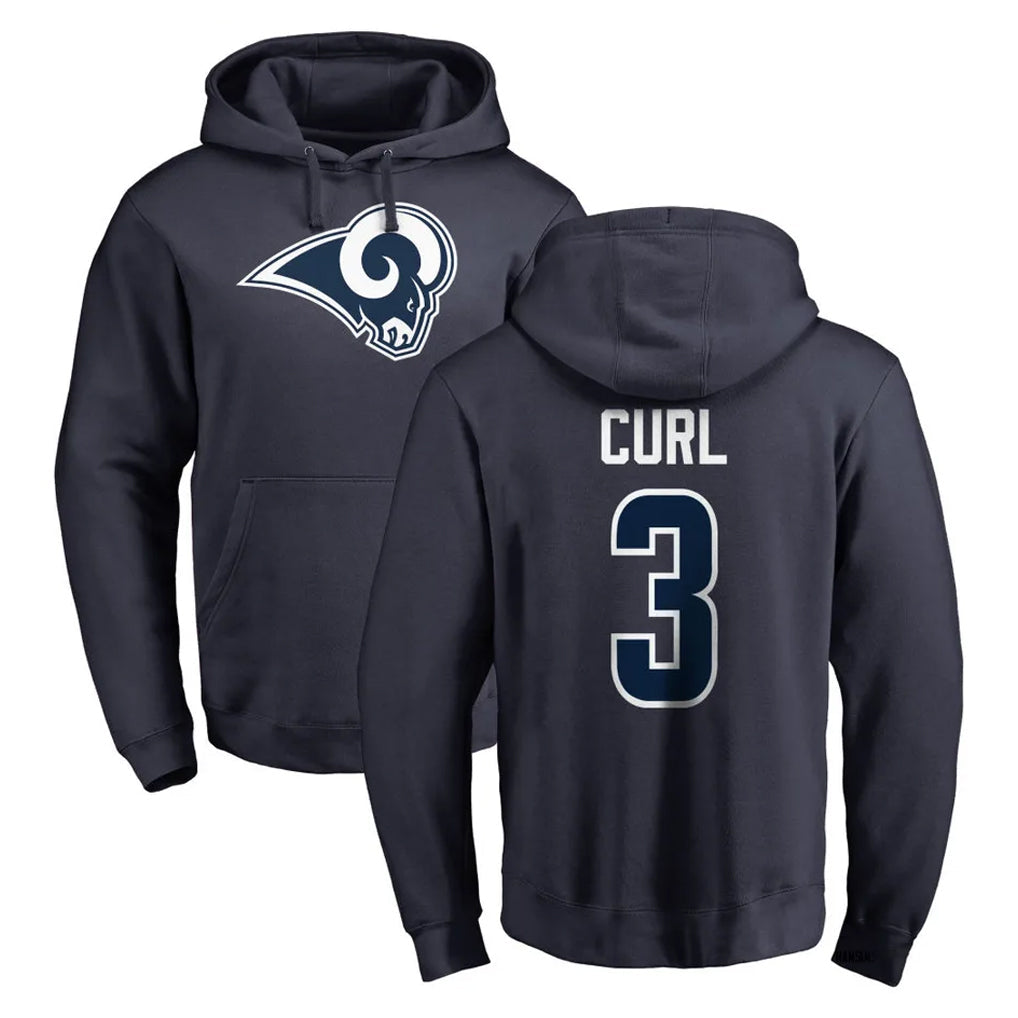 Davalo LA.Rams #3 Kam Curl Player Navy Pullover Hoodie Limited Game Stitched Jerseys
