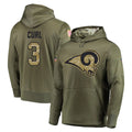 Davalo LA.Rams #3 Kam Curl Player Olive Salute to Service Pullover Hoodies Home Game Stitched Jerseys