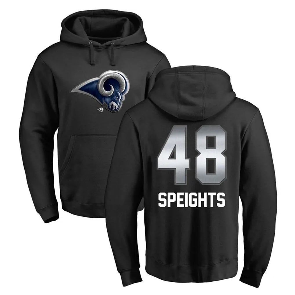 Davalo LA.Rams #48 Omar Speights Player Black Pullover Hoodie Limited Game Stitched Jerseys