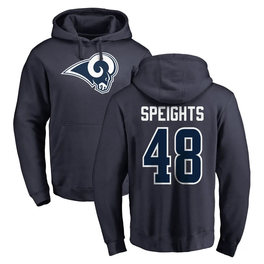 Davalo LA.Rams #48 Omar Speights Player Navy Pullover Hoodie Limited Game Stitched Jerseys