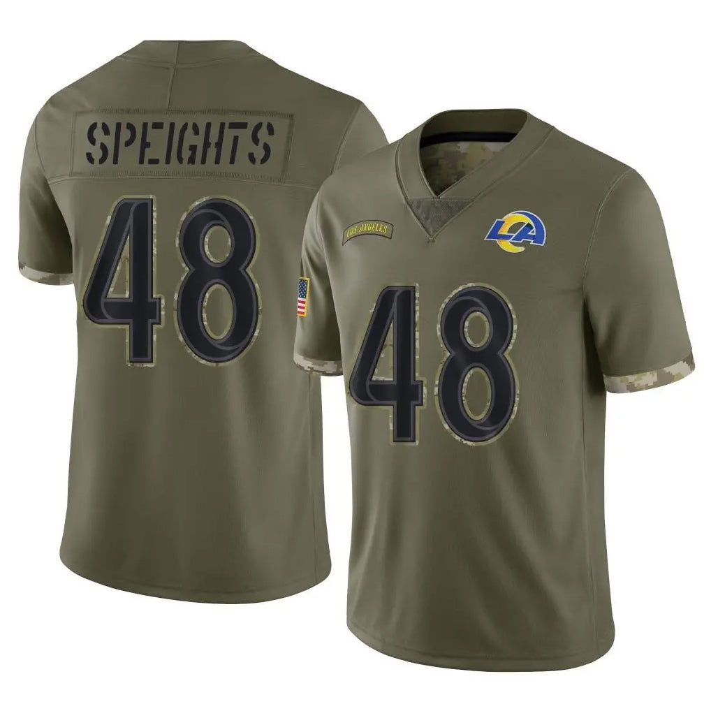 Davalo LA.Rams #48 Omar Speights Player Olive Salute To Service Limited Stitched Jerseys