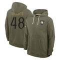 Davalo LA.Rams #48 Omar Speights Player Olive Salute to Service Pullover Hoodies Limited Stitched Jerseys