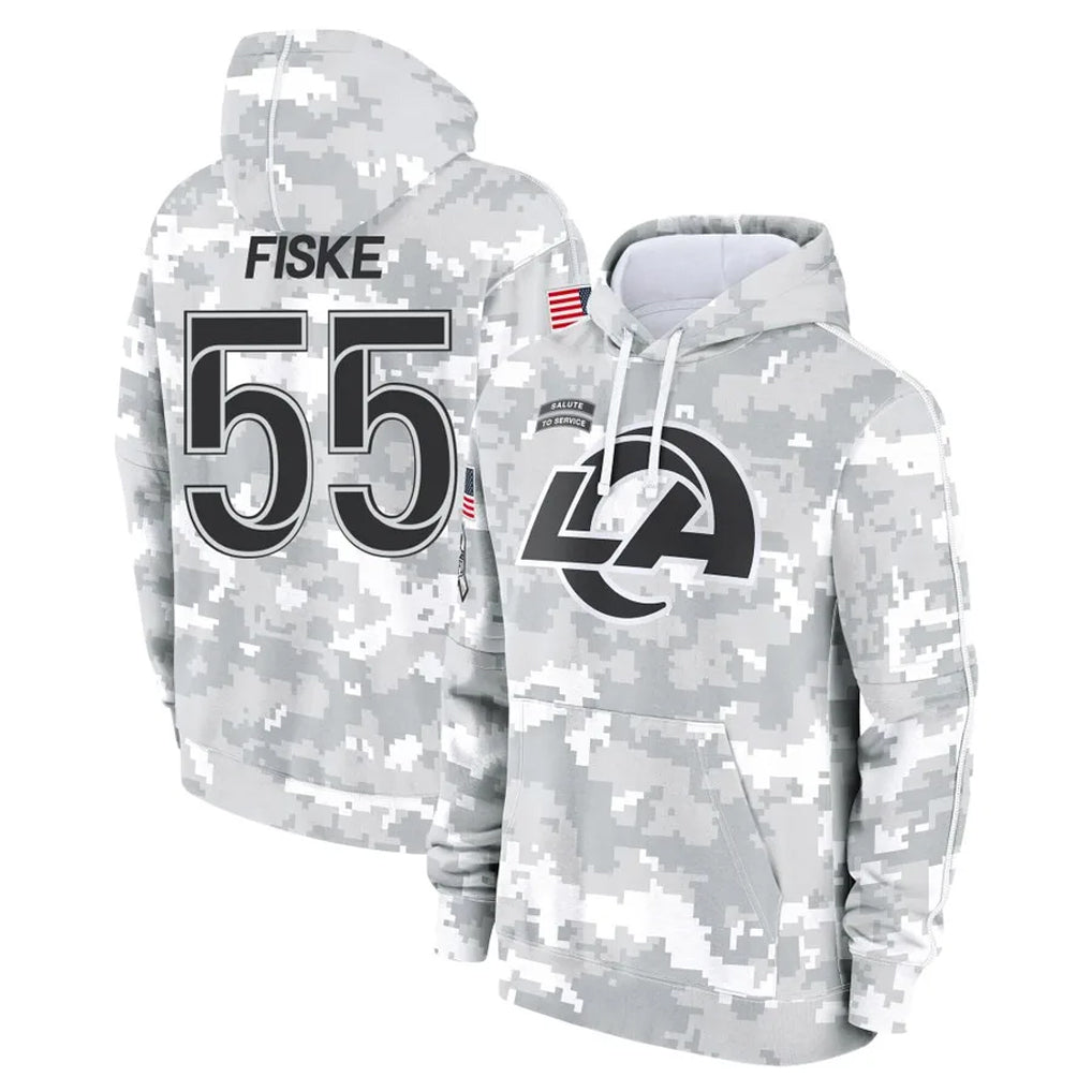 Davalo LA.Rams #55 Braden Fiske Player Arctic Camo Salute to Service Hoodies Limited Game Stitched Jerseys