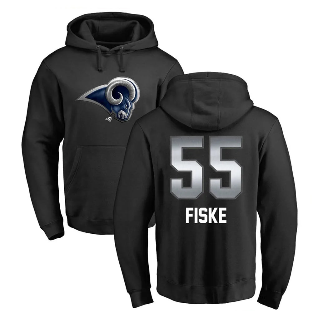 Davalo LA.Rams #55 Braden Fiske Player Black Pullover Hoodie Limited Game Stitched Jerseys