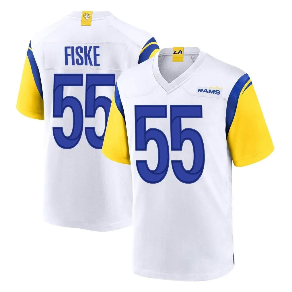 Davalo LA.Rams #55 Braden Fiske Player White Home Game Stitched Jerseys