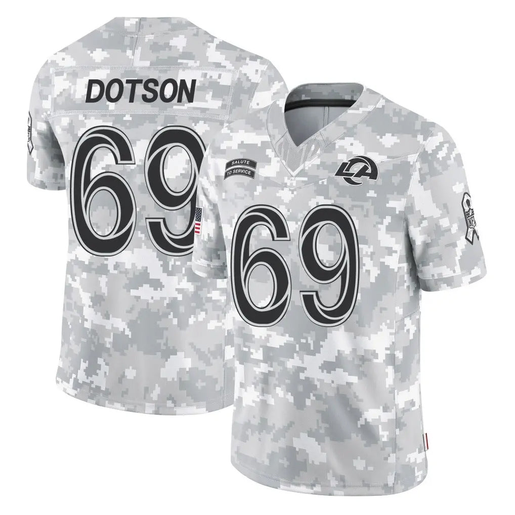 Davalo LA.Rams #69 Kevin Dotson Player Arctic Camo Salute To Service Limited Game Stitched Jerseys