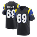 Davalo LA.Rams #69 Kevin Dotson Player Black Midnight Rivalries Collection Home Game Stitched Jerseys