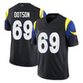 Davalo LA.Rams #69 Kevin Dotson Player Black Midnight Rivalries Collection Limited Home Game Stitched Jerseys