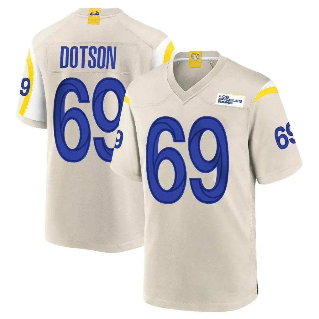 Davalo LA.Rams #69 Kevin Dotson Player Bone Home Game Stitched Jerseys