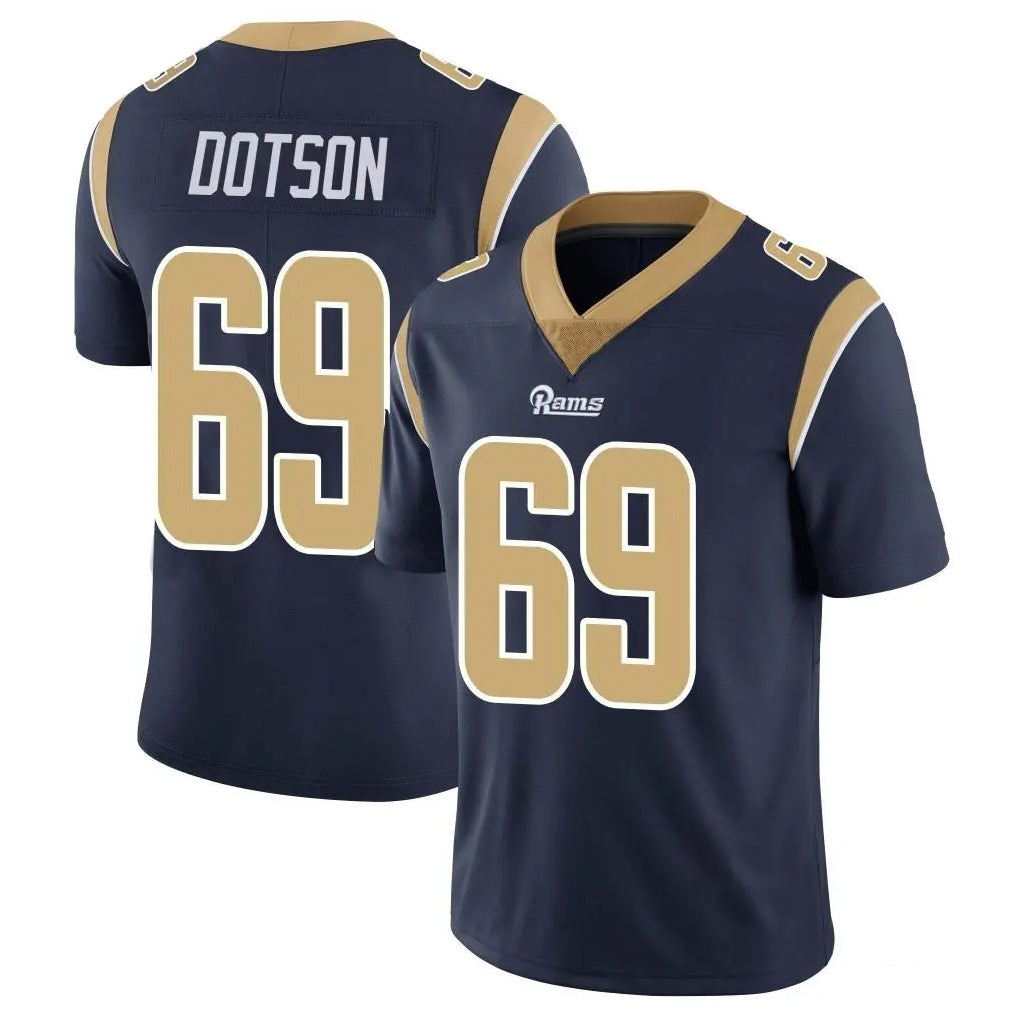 Davalo LA.Rams #69 Kevin Dotson Player Navy Limited Vapor Untouchable Home Game Stitched Jerseys