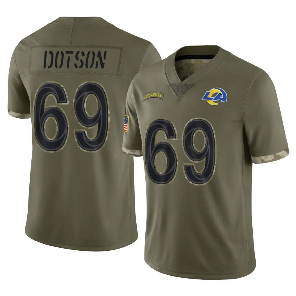 Davalo LA.Rams #69 Kevin Dotson Player Olive Salute To Service Limited Stitched Jerseys