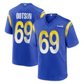 Davalo LA.Rams #69 Kevin Dotson Player Royal Home Game Stitched Jerseys