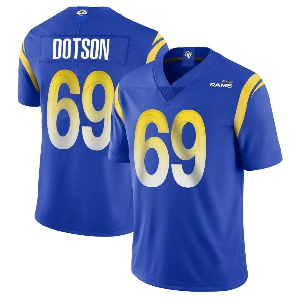 Davalo LA.Rams #69 Kevin Dotson Player Royal Limited Vapor Untouchable Home Game Stitched Jerseys