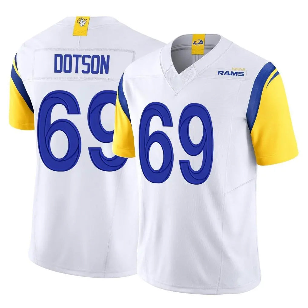 Davalo LA.Rams #69 Kevin Dotson Player White Limited Vapor F.U.S.E. Home Game Stitched Jerseys