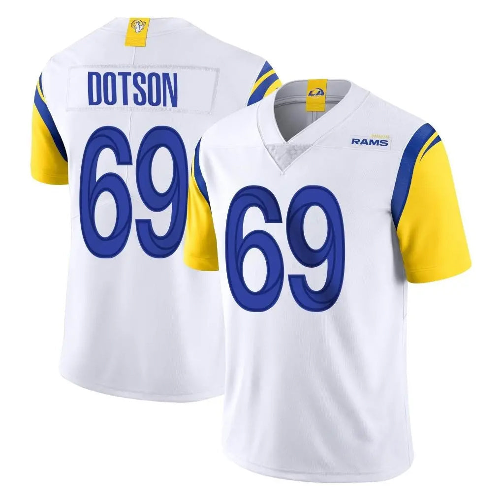 Davalo LA.Rams #69 Kevin Dotson Player White Limited Vapor Untouchable Home Game Stitched Jerseys