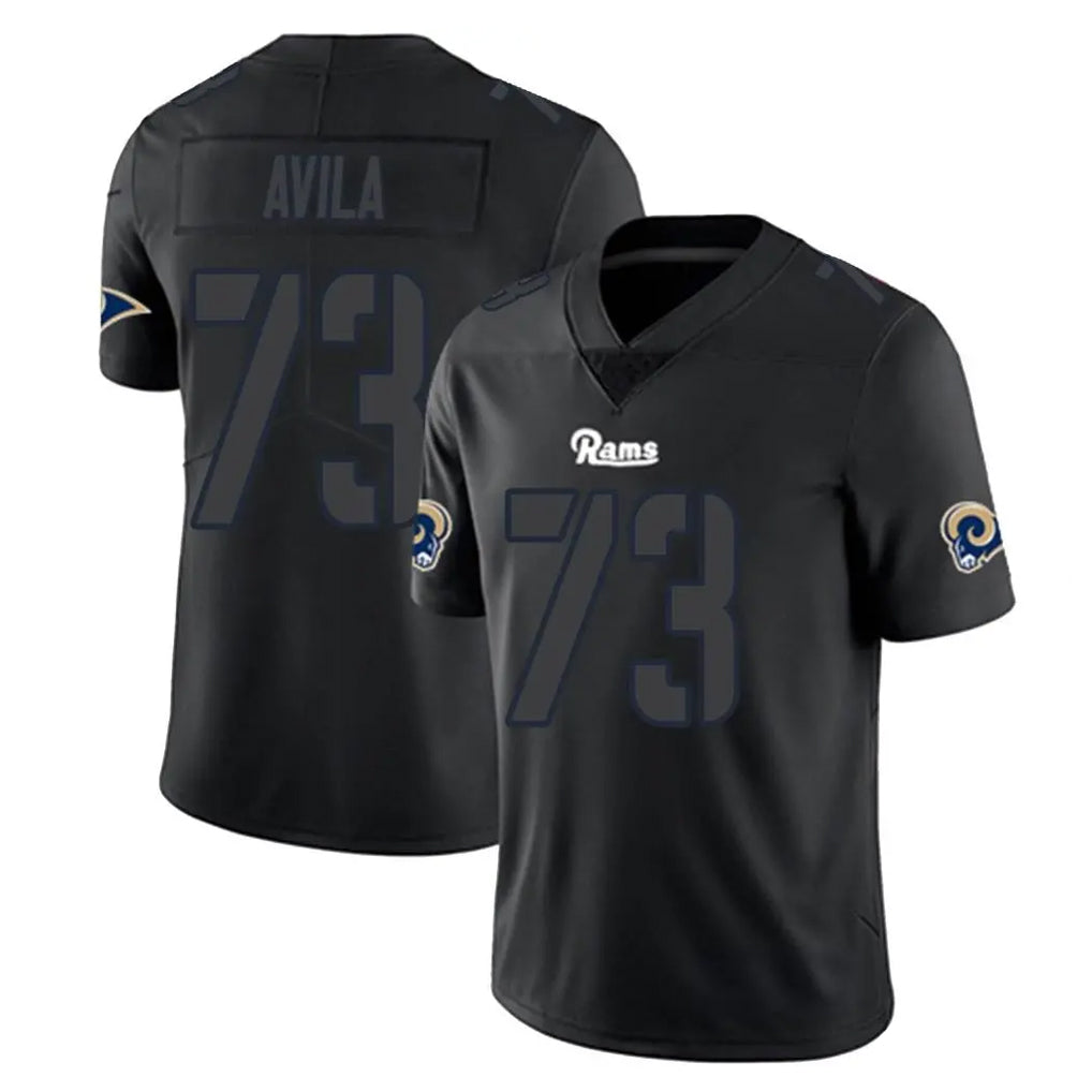Davalo LA.Rams #73 Steve Avila Player Black Impact Limited Home Game Stitched Jerseys