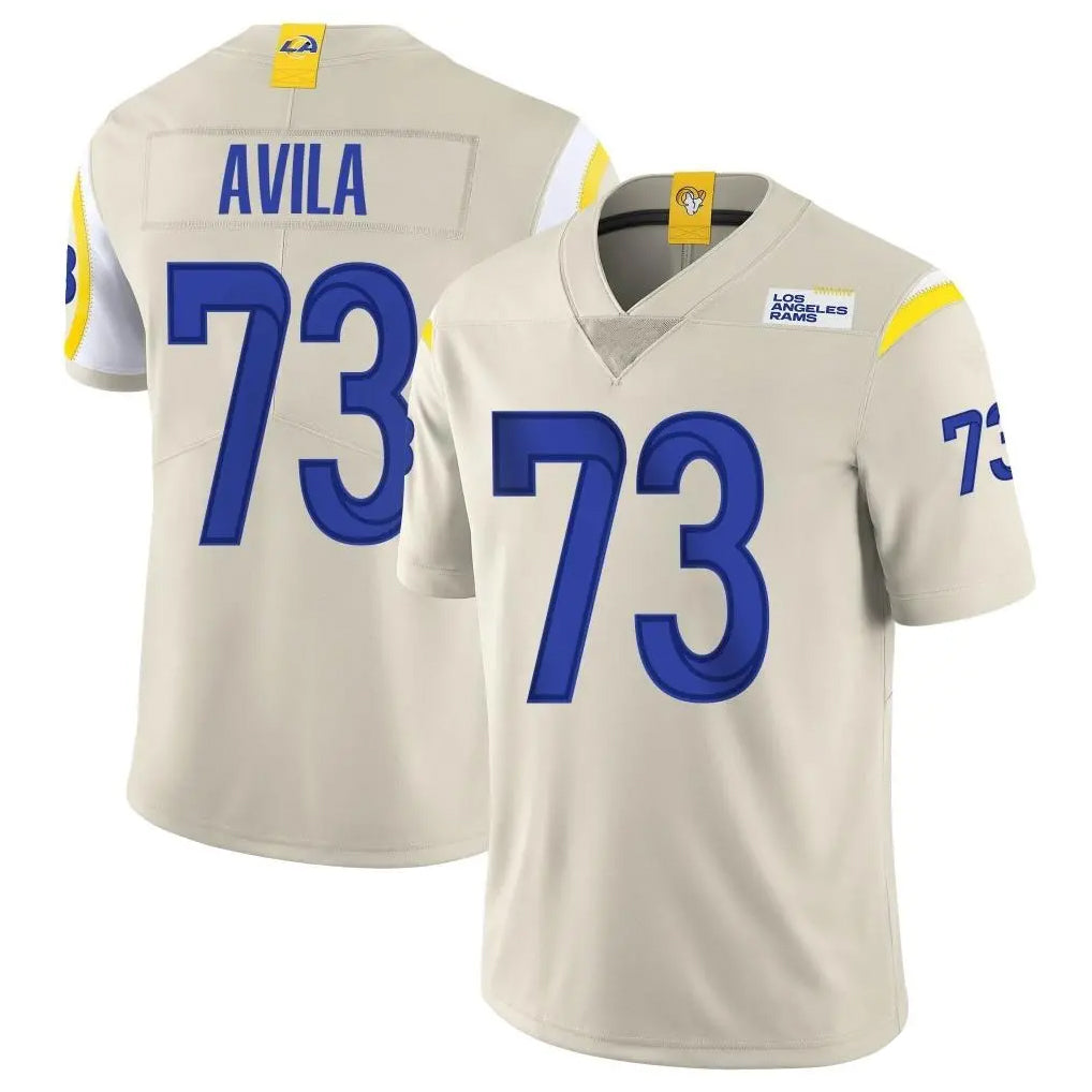 Davalo LA.Rams #73 Steve Avila Player Bone Limited Vapor Home Game Stitched Jerseys