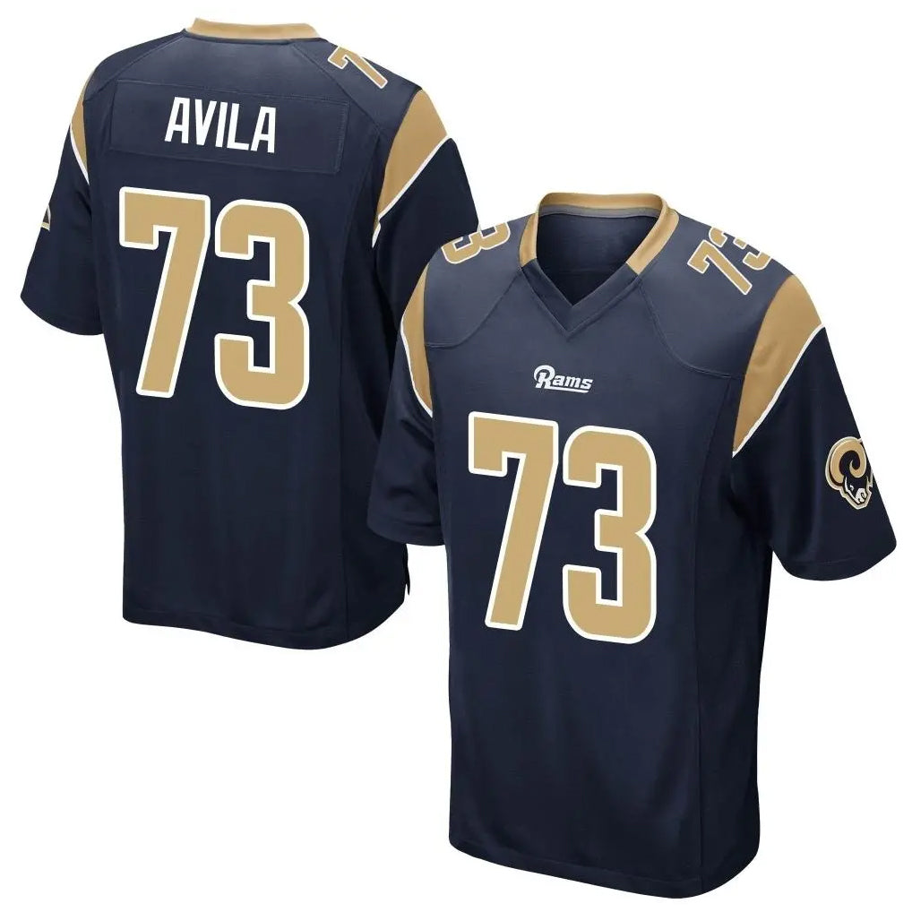 Davalo LA.Rams #73 Steve Avila Player Navy Home Game Stitched Jerseys
