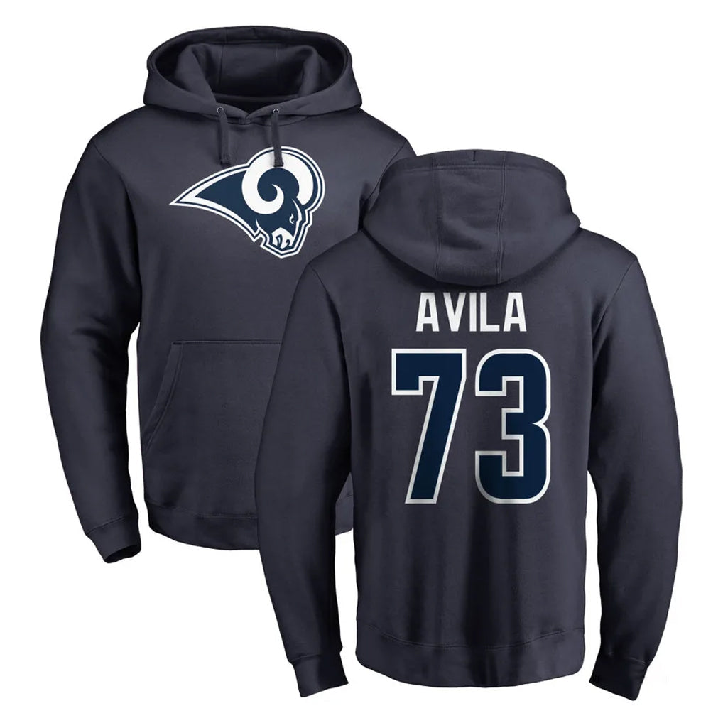 Davalo LA.Rams #73 Steve Avila Player Navy Pullover Hoodie Limited Game Stitched Jerseys