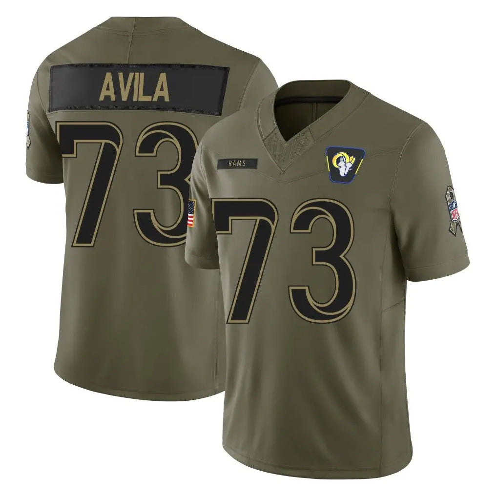 Davalo LA.Rams #73 Steve Avila Player Olive 2025 Salute To Service Limited Game Stitched Jerseys