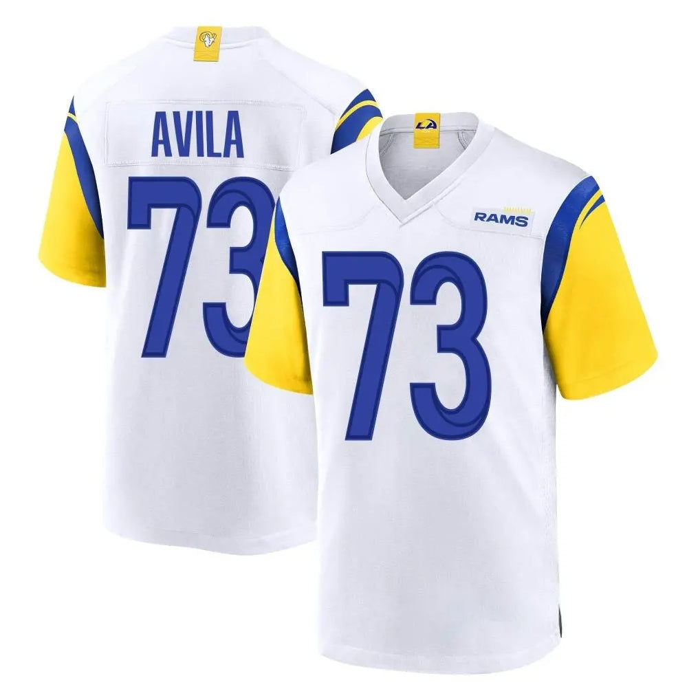 Davalo LA.Rams #73 Steve Avila Player White Home Game Stitched Jerseys