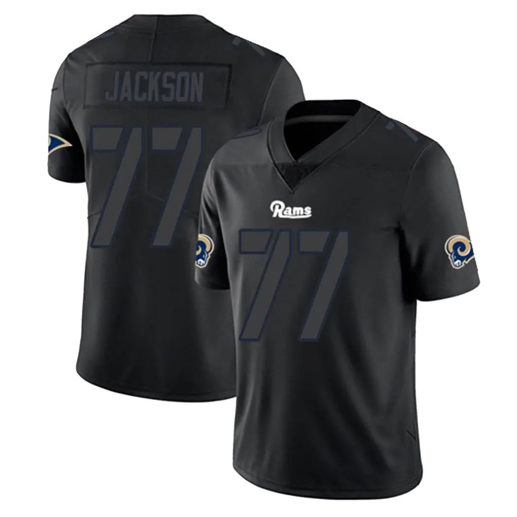 Davalo LA.Rams #77 Alaric Jackson Player Black Impact Limited Home Game Stitched Jerseys