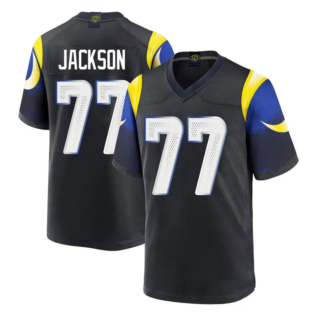 Davalo LA.Rams #77 Alaric Jackson Player Black Midnight Rivalries Collection Home Game Stitched Jerseys