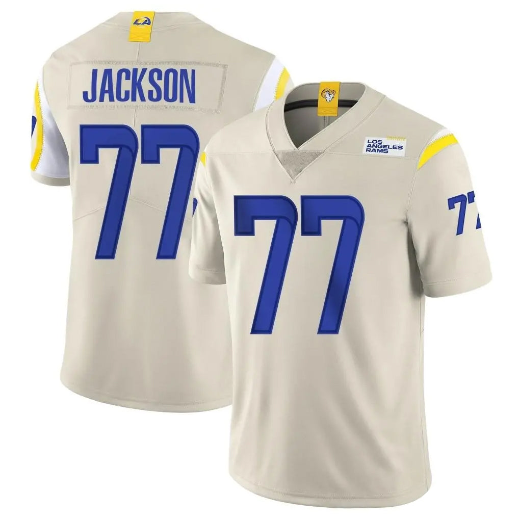 Davalo LA.Rams #77 Alaric Jackson Player Bone Limited Vapor Home Game Stitched Jerseys