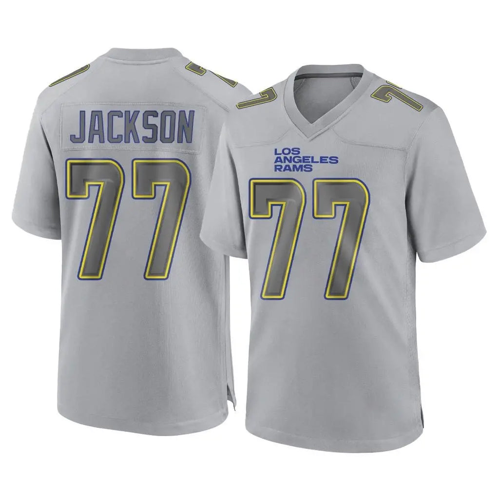 Davalo LA.Rams #77 Alaric Jackson Player Gray Atmosphere Fashion Home Game Stitched Jerseys