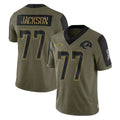 Davalo LA.Rams #77 Alaric Jackson Player Olive Salute To Service Limited Game Stitched Jerseys