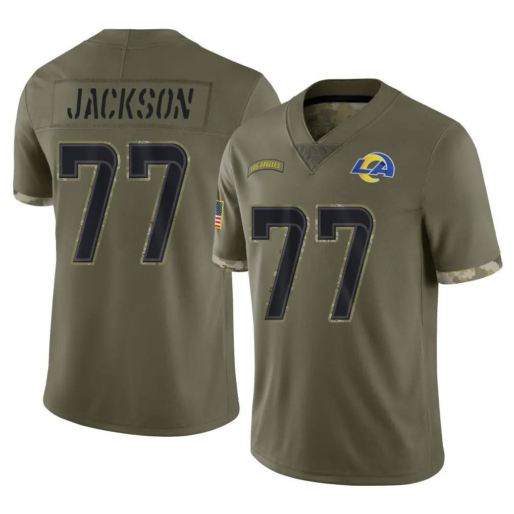 Davalo LA.Rams #77 Alaric Jackson Player Olive Salute To Service Limited Stitched Jerseys