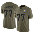 Davalo LA.Rams #77 Alaric Jackson Player Olive Salute To Service Limited Stitched Jerseys
