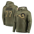 Davalo LA.Rams #77 Alaric Jackson Player Olive Salute to Service Pullover Hoodies Home Game Stitched Jerseys