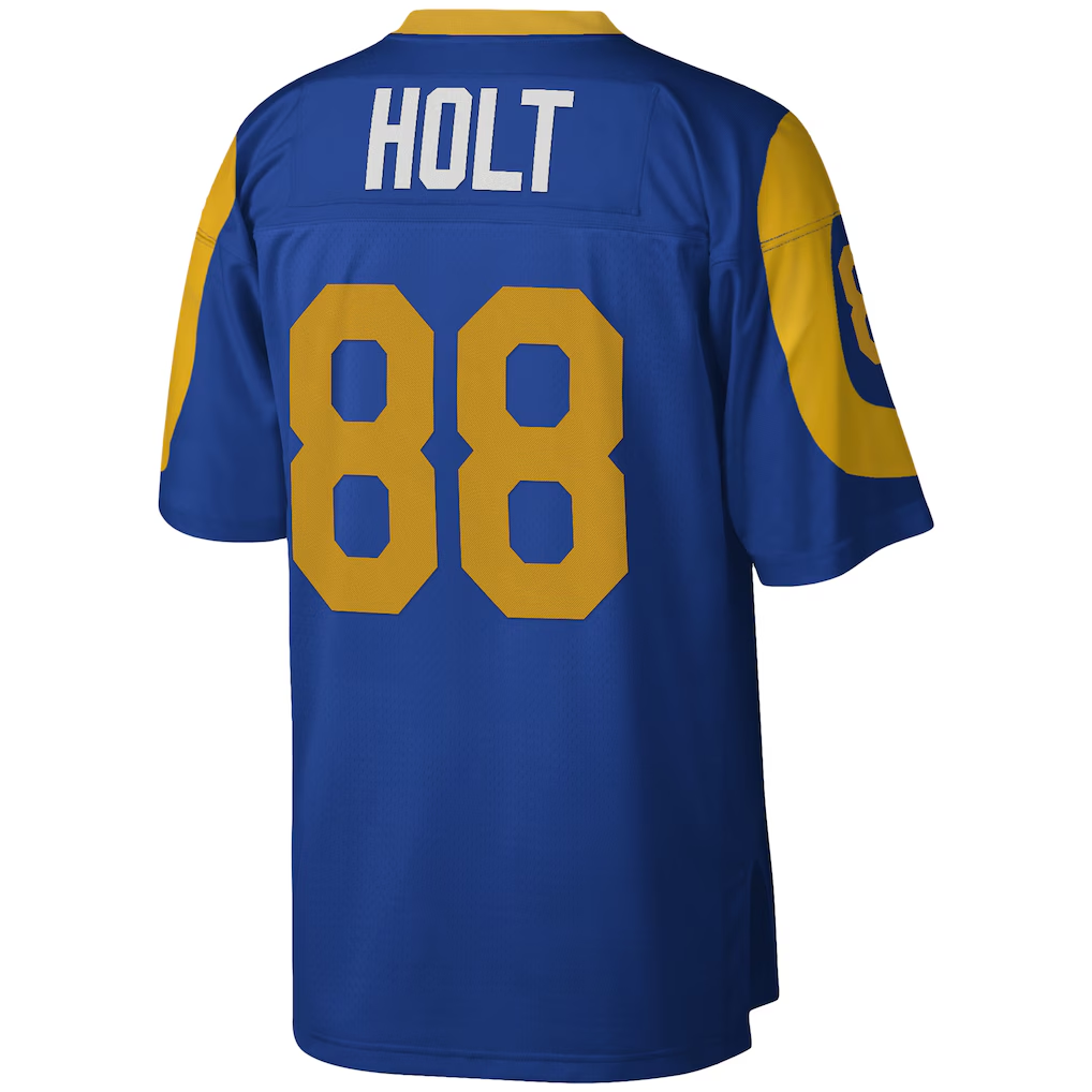 Davalo LA.Rams #88 Torry Holt Mitchell & Ness Royal Legacy Replica Stitched Puhic Jersey