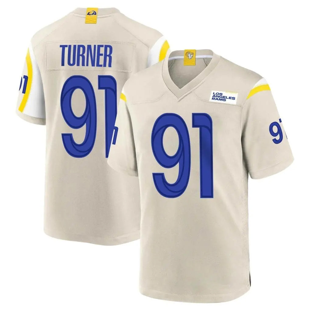 Davalo LA.Rams #91 Kobie Turner Player Bone Home Game Stitched Jerseys