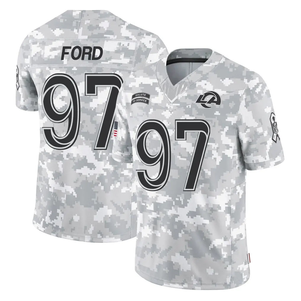Davalo LA.Rams #97 Poona Ford Player Arctic Camo Salute To Service Limited Game Stitched Jerseys