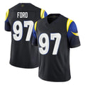 Davalo LA.Rams #97 Poona Ford Player Black Midnight Rivalries Collection Limited Home Game Stitched Jerseys