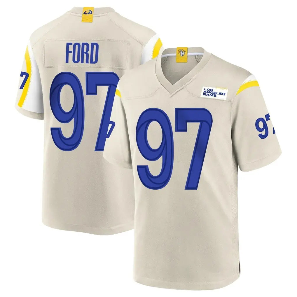 Davalo LA.Rams #97 Poona Ford Player Bone Home Game Stitched Jerseys