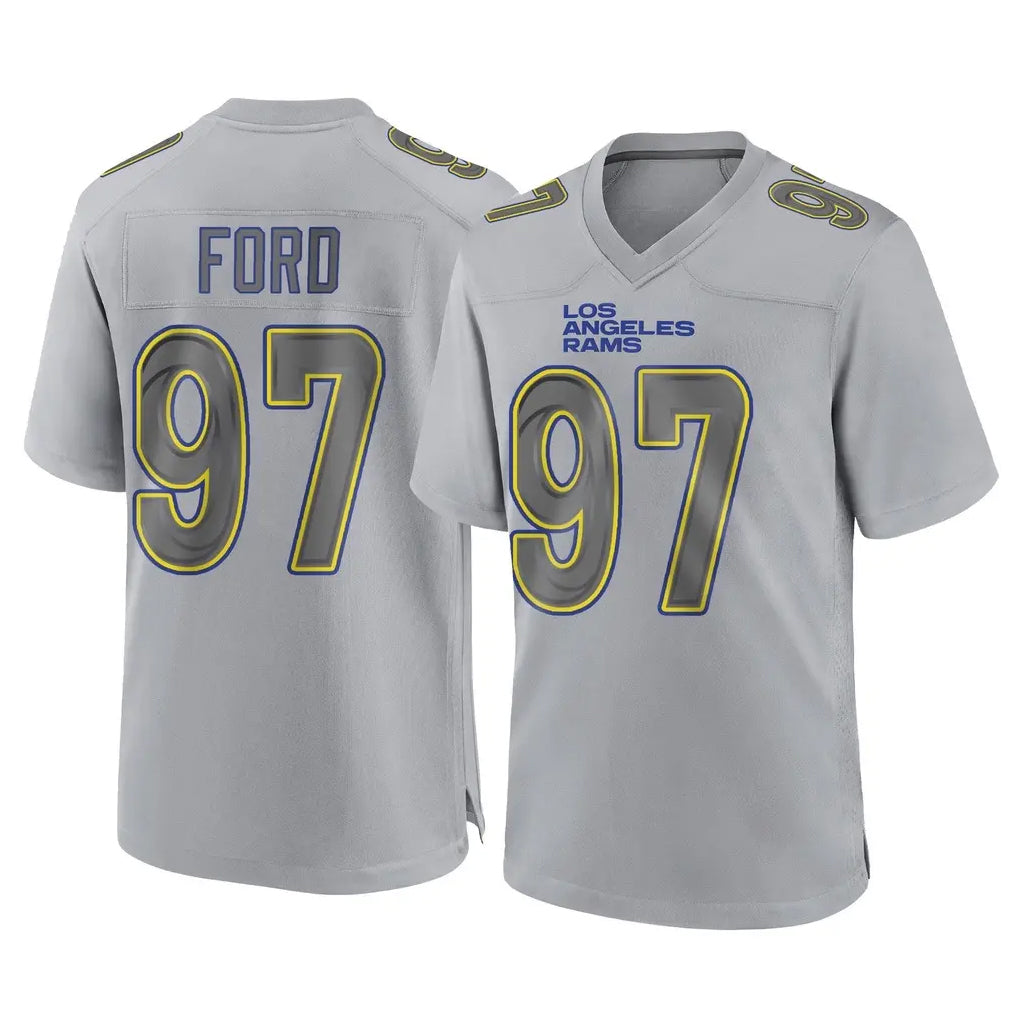 Davalo LA.Rams #97 Poona Ford Player Gray Atmosphere Fashion Home Game Stitched Jerseys