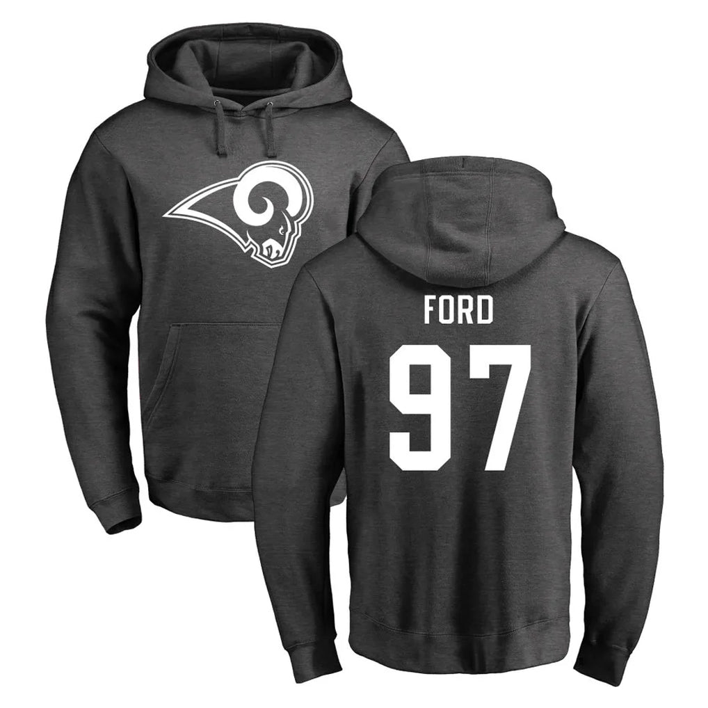 Davalo LA.Rams #97 Poona Ford Player Gray Pullover Hoodie Limited Game Stitched Jerseys