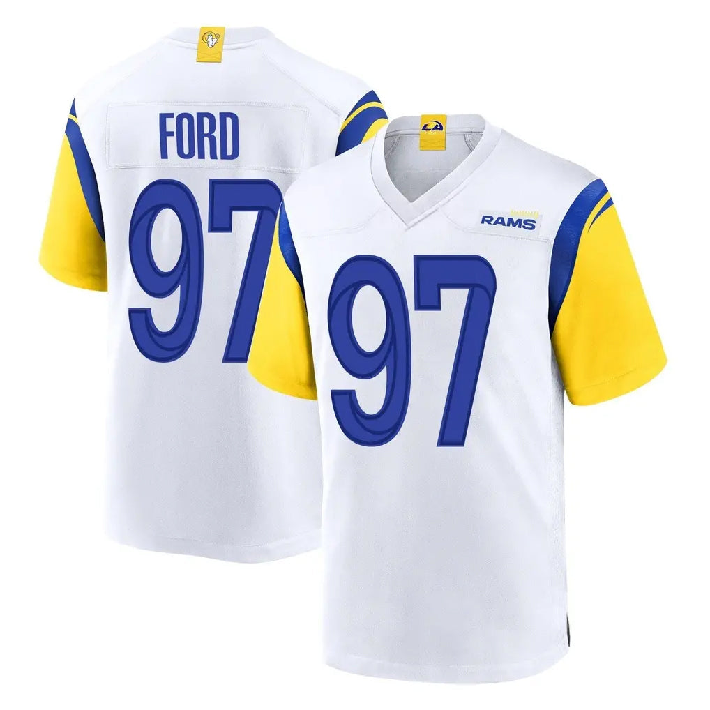 Davalo LA.Rams #97 Poona Ford Player White Home Game Stitched Jerseys