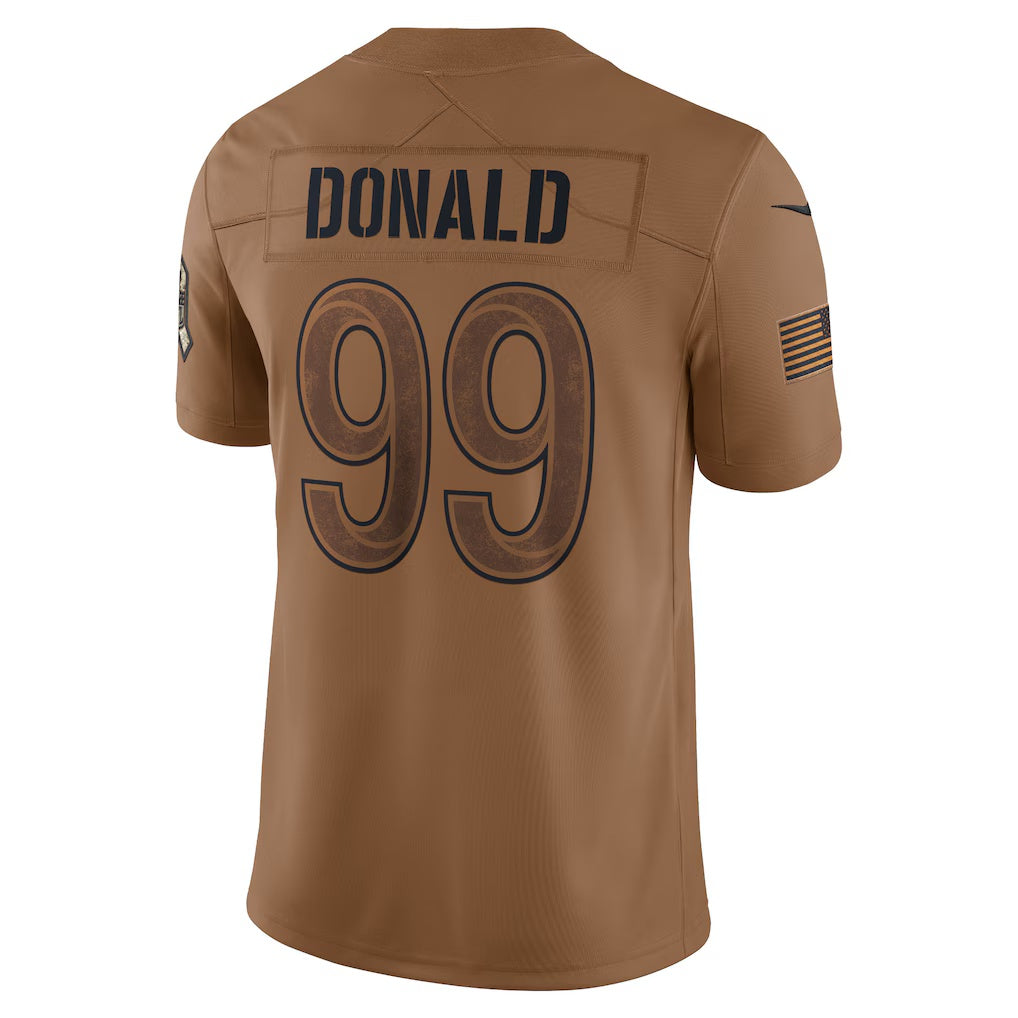Davalo LA.Rams #99 Aaron Donald Brown Salute To Service Limited Jersey Stitched Jerseys