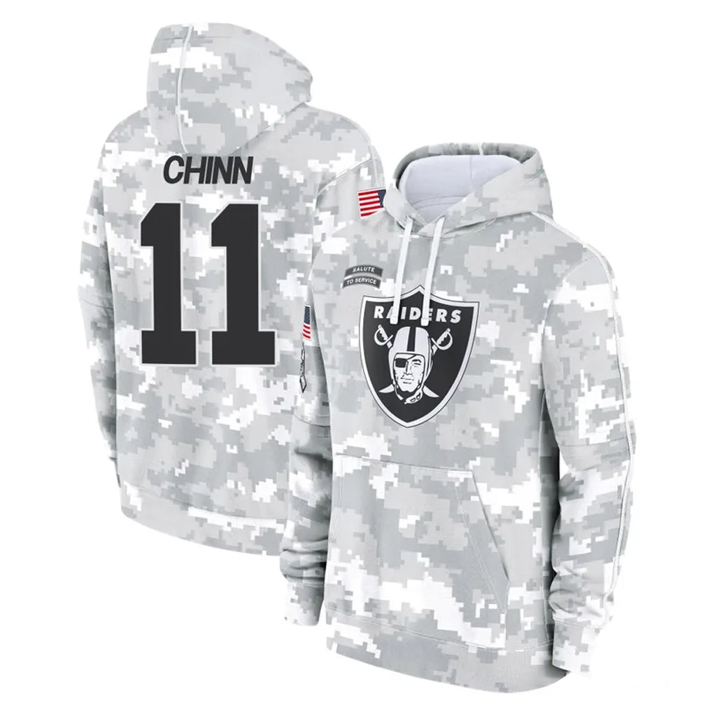 Davalo LV.Raiders #11 Jeremy Chinn Player Arctic Camo Salute to Service Hoodies Limited Game Stitched Jerseys