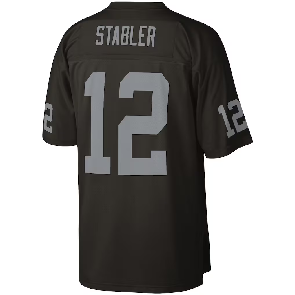 Davalo LV.Raiders #12 Ken Stabler Mitchell & Ness Black Legacy Replica Jersey