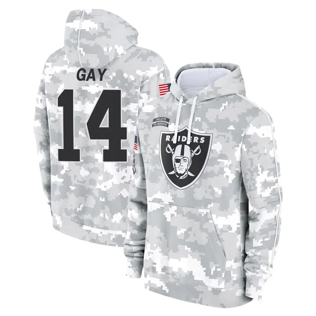 Davalo LV.Raiders #14 Matt Gay Player Arctic Camo Salute to Service Hoodies Limited Game Stitched Jerseys